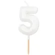swieczka na tort cyfra 5 bialy perlowy givi 8 cm
