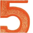 swieczka na tort cyfra 5 brokat pomaranczowy guirca 4 cm