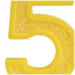 swieczka na tort cyfra 5 brokat zolta guirca 4 cm