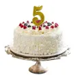 swieczka na tort cyfra 5 brokatowa zlota jix 12 cm