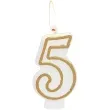 swieczka na tort cyfra 5 chique gold folat 9 cm