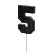 swieczka na tort cyfra 5 czarny partydeco 6 cm