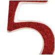swieczka na tort cyfra 5 czerwona brokatowa dekora