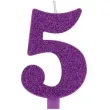 swieczka na tort cyfra 5 fioletowa brokatowa givi 9 5 cm