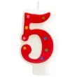 swieczka na tort cyfra 5 gwiazdki czerwona partypal 8 cm
