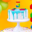 swieczka na tort cyfra 5 klocki mix partypal 11 cm