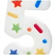 swieczka na tort cyfra 5 konfetti bialy partydeco 10 cm