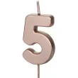 swieczka na tort cyfra 5 rose gold partydeco 9 cm