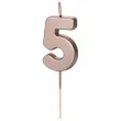 swieczka na tort cyfra 5 rose gold partydeco 9 cm