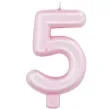 swieczka na tort cyfra 5 rozowy perlowy givi 9 cm