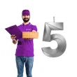 swieczka na tort cyfra 5 srebrna jix 12 cm