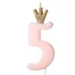 swieczka na tort cyfra 5 w koronie rozowa jasna partydeco 9 5 cm
