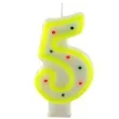swieczka na tort cyfra 5 w kropki zolta tamipol 7 5 cm