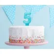 swieczka na tort cyfra 5 wypustki niebieska jasna perlowa godan 7 cm