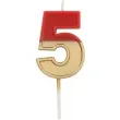 swieczka na tort cyfra 5 zloto czerwona folat 5 cm