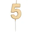 swieczka na tort cyfra 5 zloty folat 8 cm