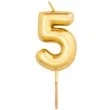 swieczka na tort cyfra 5 zloty metalik givi 8 cm