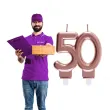 swieczka na tort cyfra 50 rozowe zloto santex 9 cm