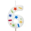 swieczka na tort cyfra 6 konfetti bialy partydeco 10 cm