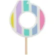 swieczka na tort cyfra 6 pastelowe paski mix folat 5 cm