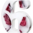 swieczka na tort cyfra 6 platki kwiatow bialy partydeco 8 cm