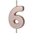 swieczka na tort cyfra 6 rose gold partydeco 9 cm