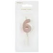 swieczka na tort cyfra 6 rose gold partydeco 9 cm