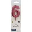 swieczka na tort cyfra 6 rozowa folat 7 cm