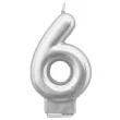 swieczka na tort cyfra 6 srebrna tamipol 7 5 cm