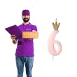 swieczka na tort cyfra 6 w koronie rozowa jasna partydeco 9 5 cm