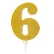 swieczka na tort cyfra 6 zlota brokatowa givi 15 5 cm