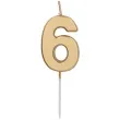 swieczka na tort cyfra 6 zloty folat 8 cm