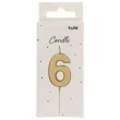 swieczka na tort cyfra 6 zloty folat 8 cm