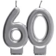 swieczka na tort cyfra 60 srebrna santex 9 cm