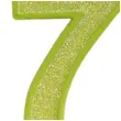 swieczka na tort cyfra 7 brokat zielona guirca 4 cm