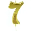 swieczka na tort cyfra 7 brokatowa zlota jix 12 cm