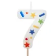 swieczka na tort cyfra 7 konfetti bialy partydeco 10 cm