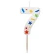 swieczka na tort cyfra 7 konfetti bialy partydeco 10 cm