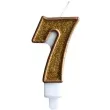 swieczka na tort cyfra 7 zlota brokatowa kraszek 7 cm