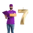 swieczka na tort cyfra 7 zlota jix 12 cm