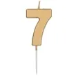 swieczka na tort cyfra 7 zloty folat 8 cm
