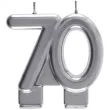 swieczka na tort cyfra 70 srebrna santex 9 cm