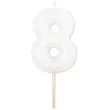 swieczka na tort cyfra 8 bialy perlowy givi 8 cm