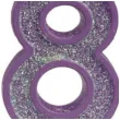 swieczka na tort cyfra 8 brokat fioletowa guirca 4 cm