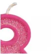 swieczka na tort cyfra 8 brokat rozowa guirca 4 cm