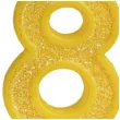 swieczka na tort cyfra 8 brokat zolta guirca 4 cm