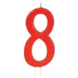 swieczka na tort cyfra 8 czerwona guirca 12 cm