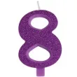swieczka na tort cyfra 8 fioletowa brokatowa givi 9 5 cm