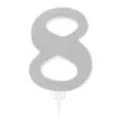 swieczka na tort cyfra 8 srebrna brokatowa givi 15 5 cm