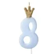 swieczka na tort cyfra 8 w koronie blekitna partydeco 9 5 cm